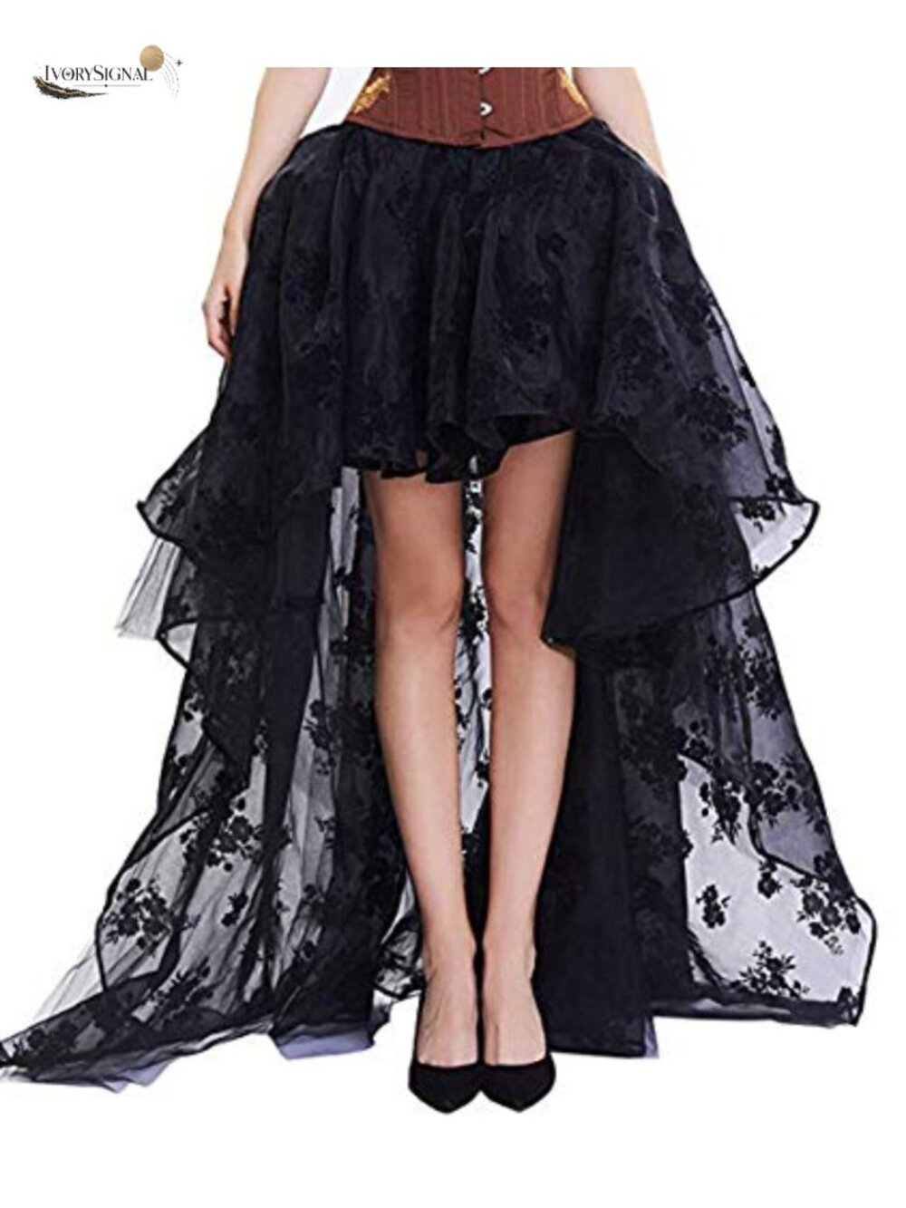 High Low Maxi Skirt Gothic Lace Multi Layer